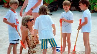 Prince William, Prince Harry and Princess Diana on holiday in Necker Island