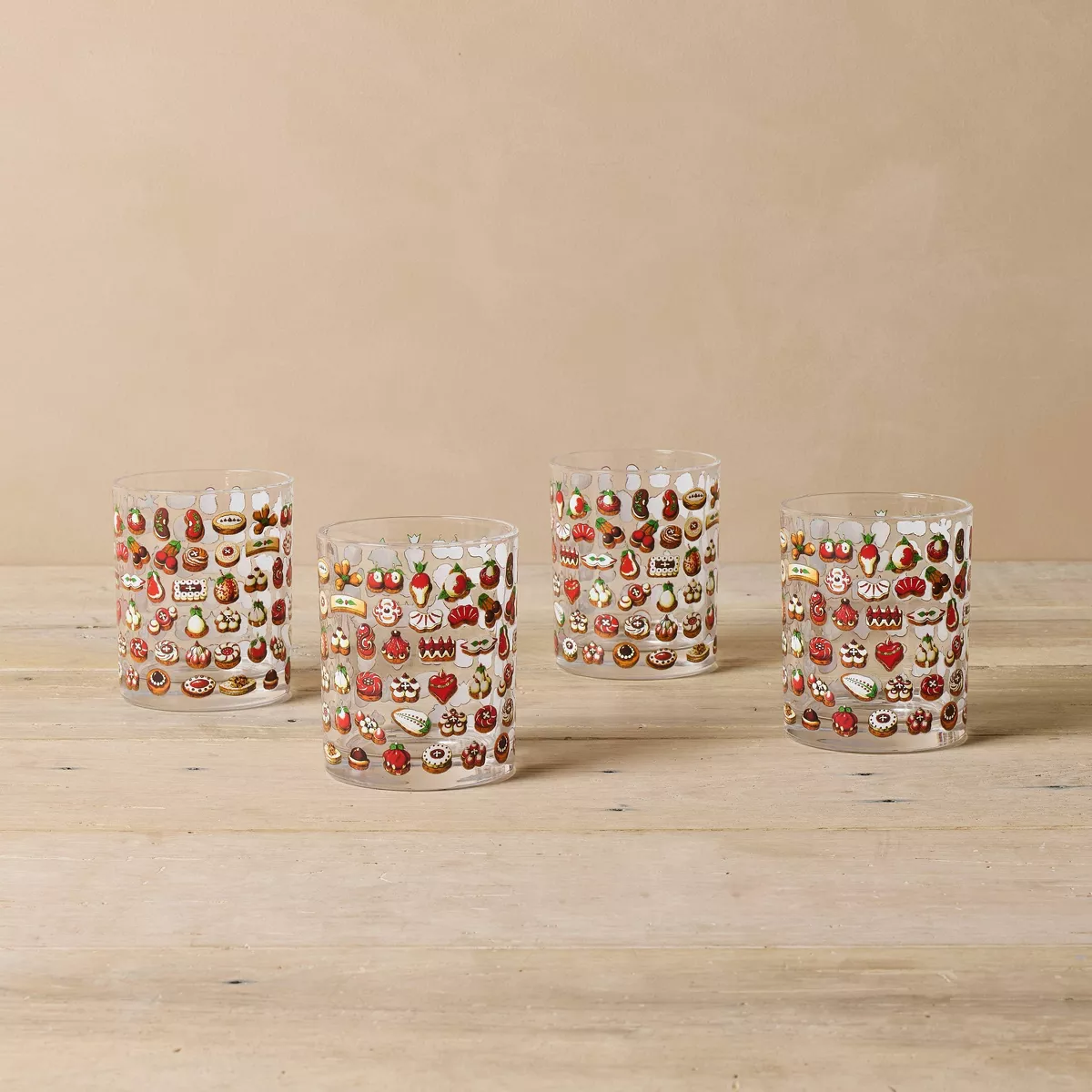 John Derian for Target 4pk Cocktail Glasses Cookie Print