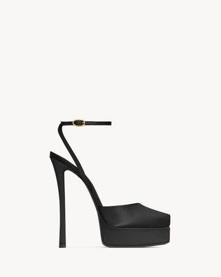 Women's La Scandale Platform Sandals in Satin Crepe in Black