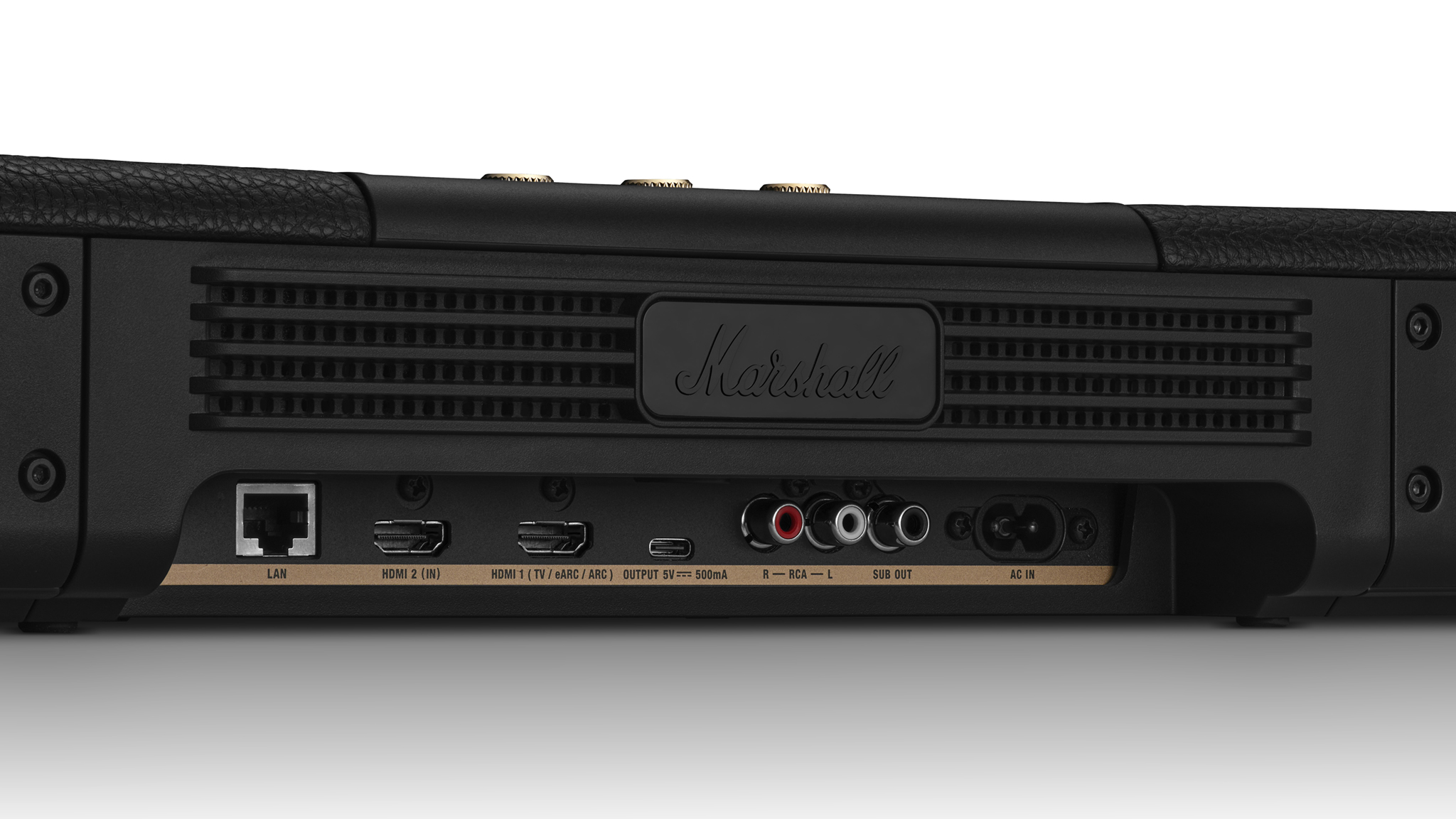 Marshall Heston 120 soundbar ports in the rear.