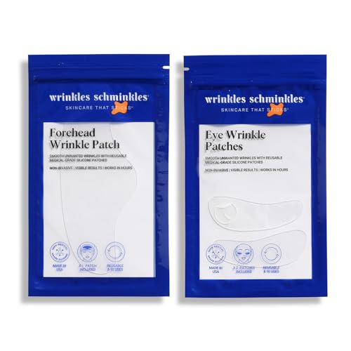 Wrinkles Schminkles Forehead &amp;amp; Under Eye Wrinkle Set, Reusable Silicone Patches for Smoothing Facial Lines, Overnight Wrinkle Reduction (1 Pair) Anti Wrinkle Sleep Patches for Lip Wrinkle Prevention