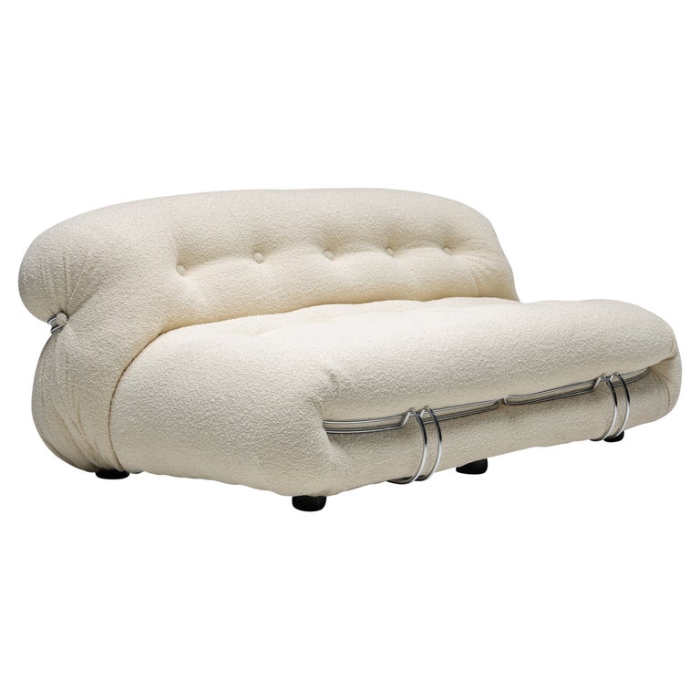 Scarpa Soriana Sofa for Cassina, Bouclé Wool, Italy, 1970s
