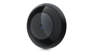 UniFi Protect AI 360 degree security camera a black dome with a fish eye lens