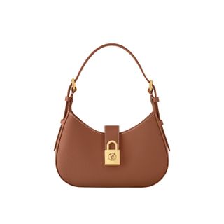 Louis Vuitton shoulder bag in brown with a gold lock detail
