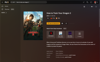 The How to Train Your Dragon title page in Plex