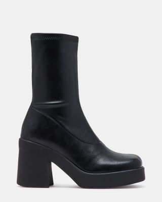 Klayton Black Platform Boots | Women's Vegan Leather Black Boots – Steve Madden