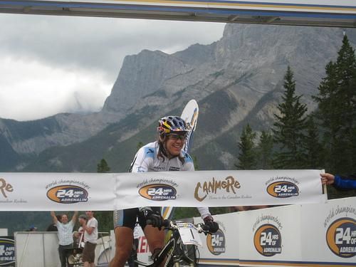 Rebecca Rusch (Specialized Factory Racing) crosses the finish line.