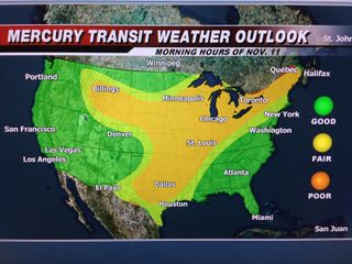 This weather map shows the national forecast for Nov. 11, 2019, the day of the Transit of Mercury.