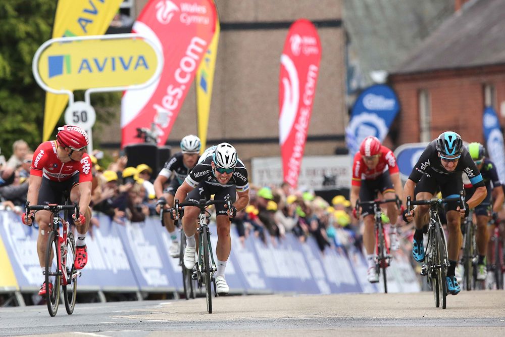 Mark Cavendish digs deep to finish second during stage 1 at the Tour of Britain.