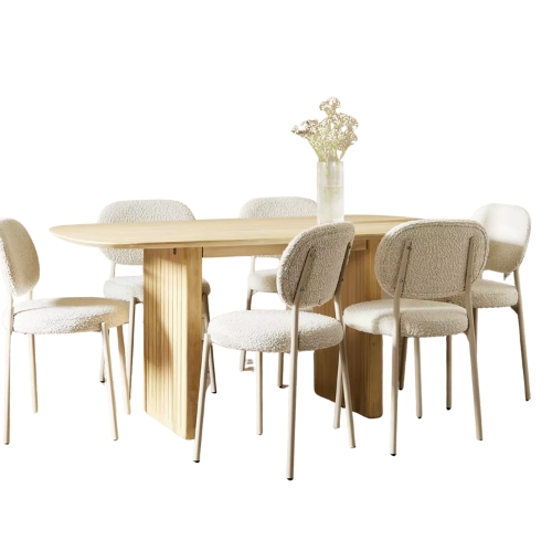 Habitat, Habitat Samara Natural Dining Table and 6 White Chairs