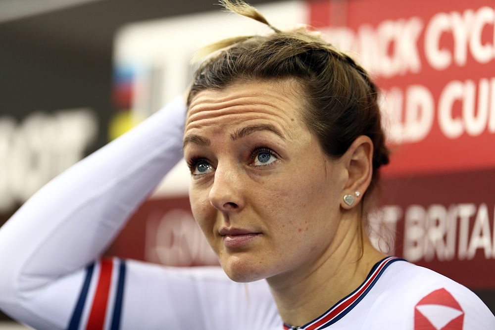 Katy Marchant (Great Britain) ahead of the women's sprint