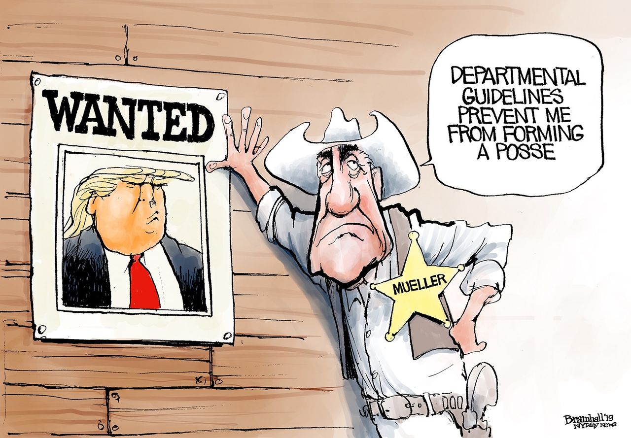 Political Cartoon U.S. Sheriff Mueller Trump Wanted Poster