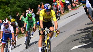Wout Van Aert in the Yellow Jersey at the 2022 Tour De France
