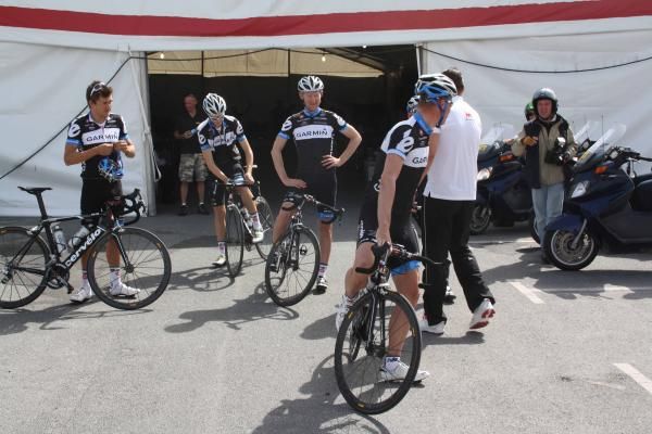 Garmin-Cervelo get ready for a training ride in Doha.