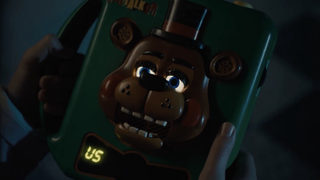 Abby holding Freddy talk box n Five Nights At Freddy's 2