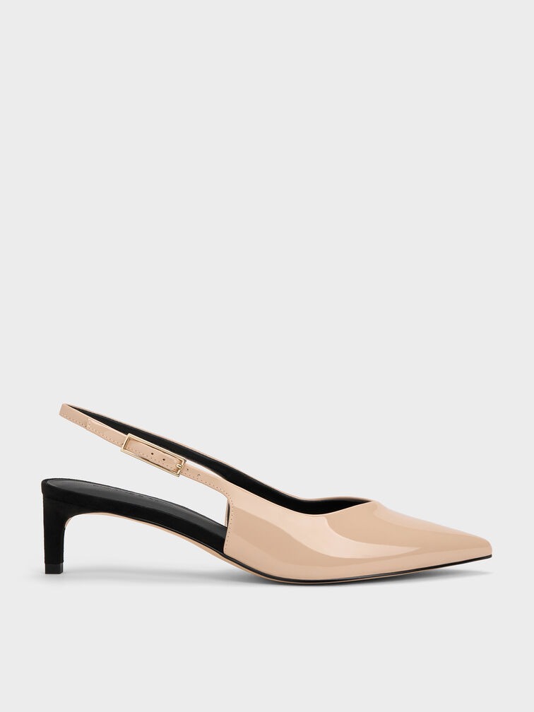 Charles &amp;amp; Keith Luciana Patent Slingback Kitten Heels