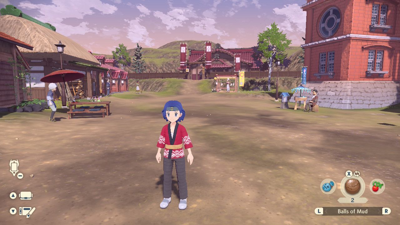 Trainer in Pok&eacute;mon Legends: Arceus, with handheld boost mode off