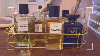 A tray of chanel perfumes owned by woman & home's beauty editor