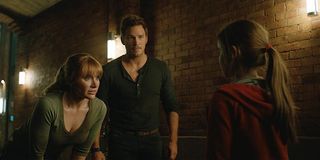 Claire, Owen and Maisie in Jurassic World: Fallen Kingdom
