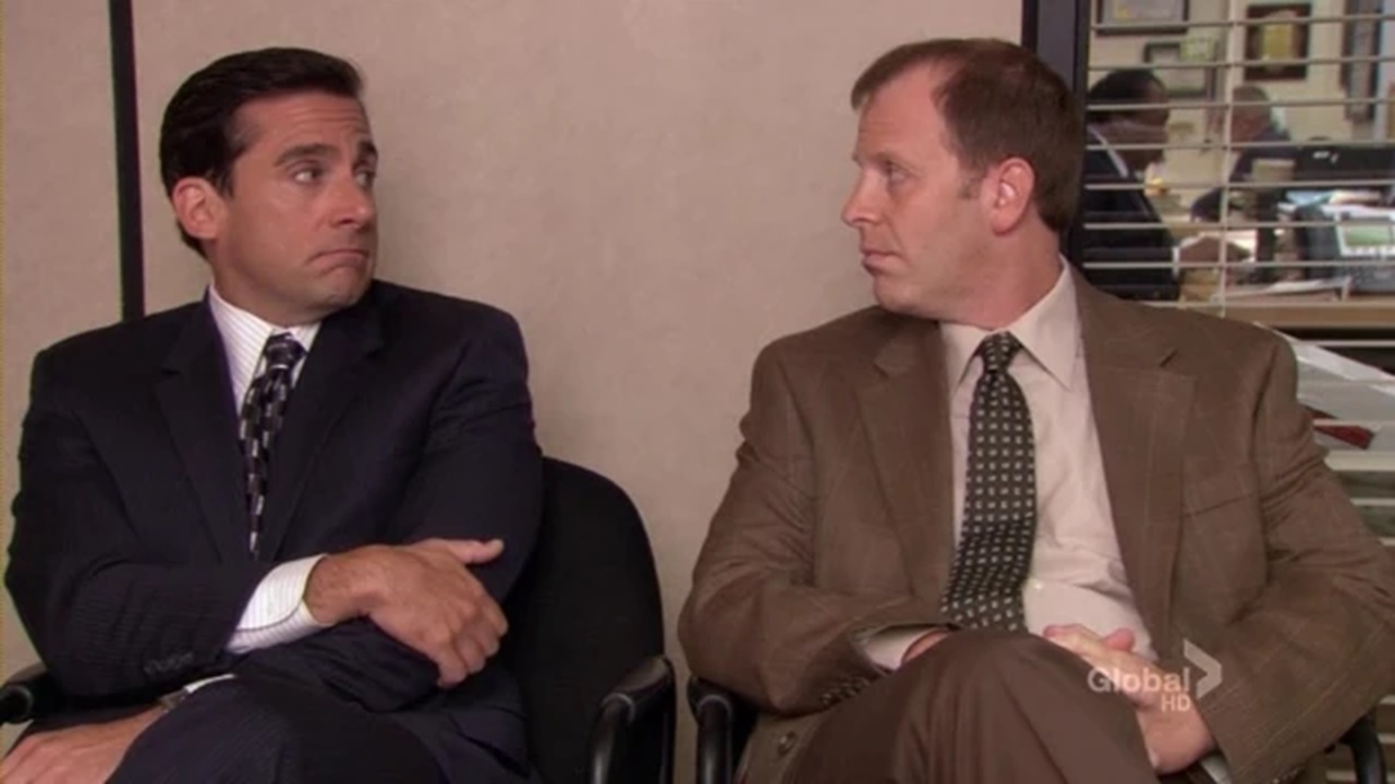 Steve Carell and Paul Lieberstein in The Office
