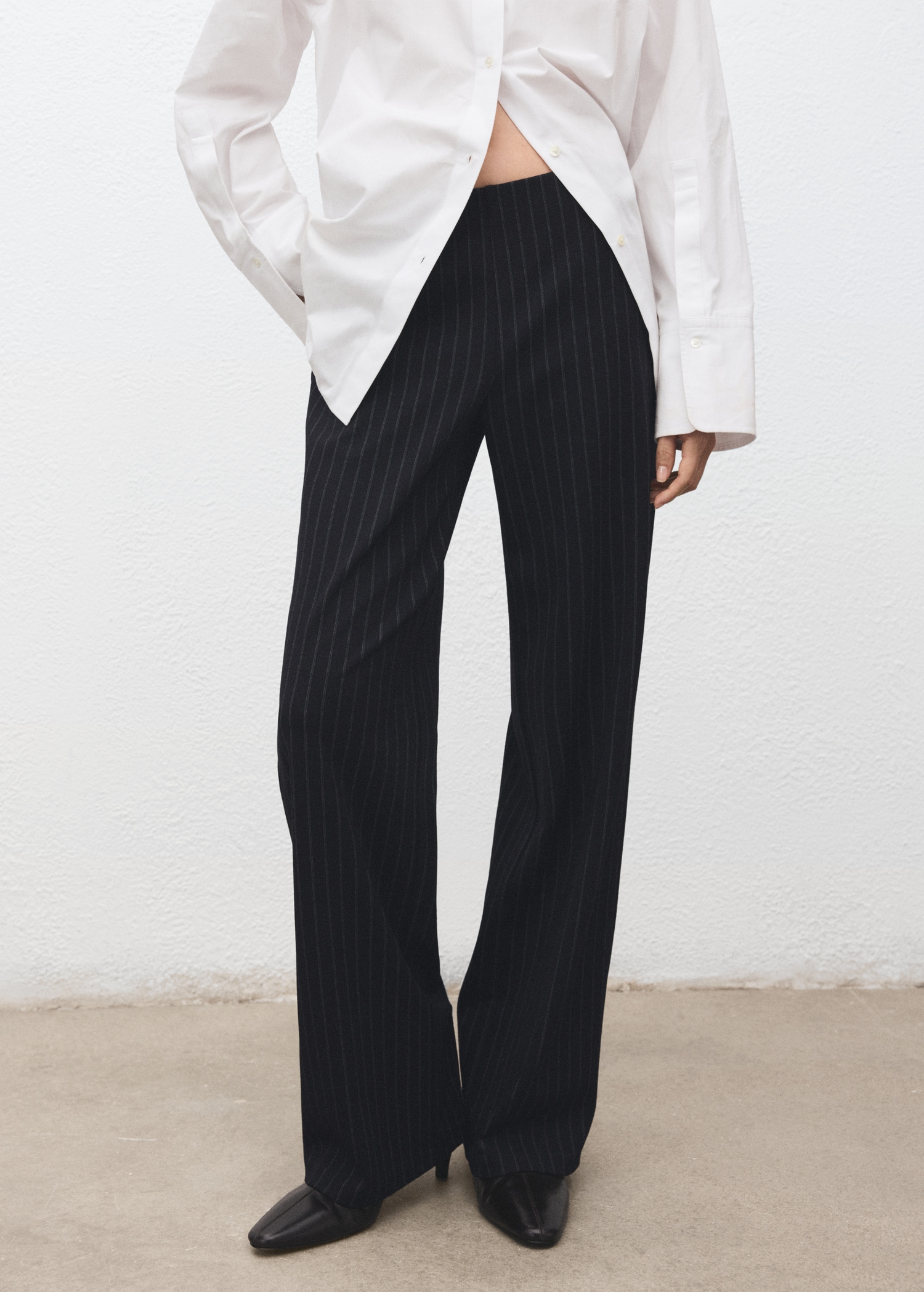 Chalk-Stripe Straight Trousers - Women | Mango United Kingdom