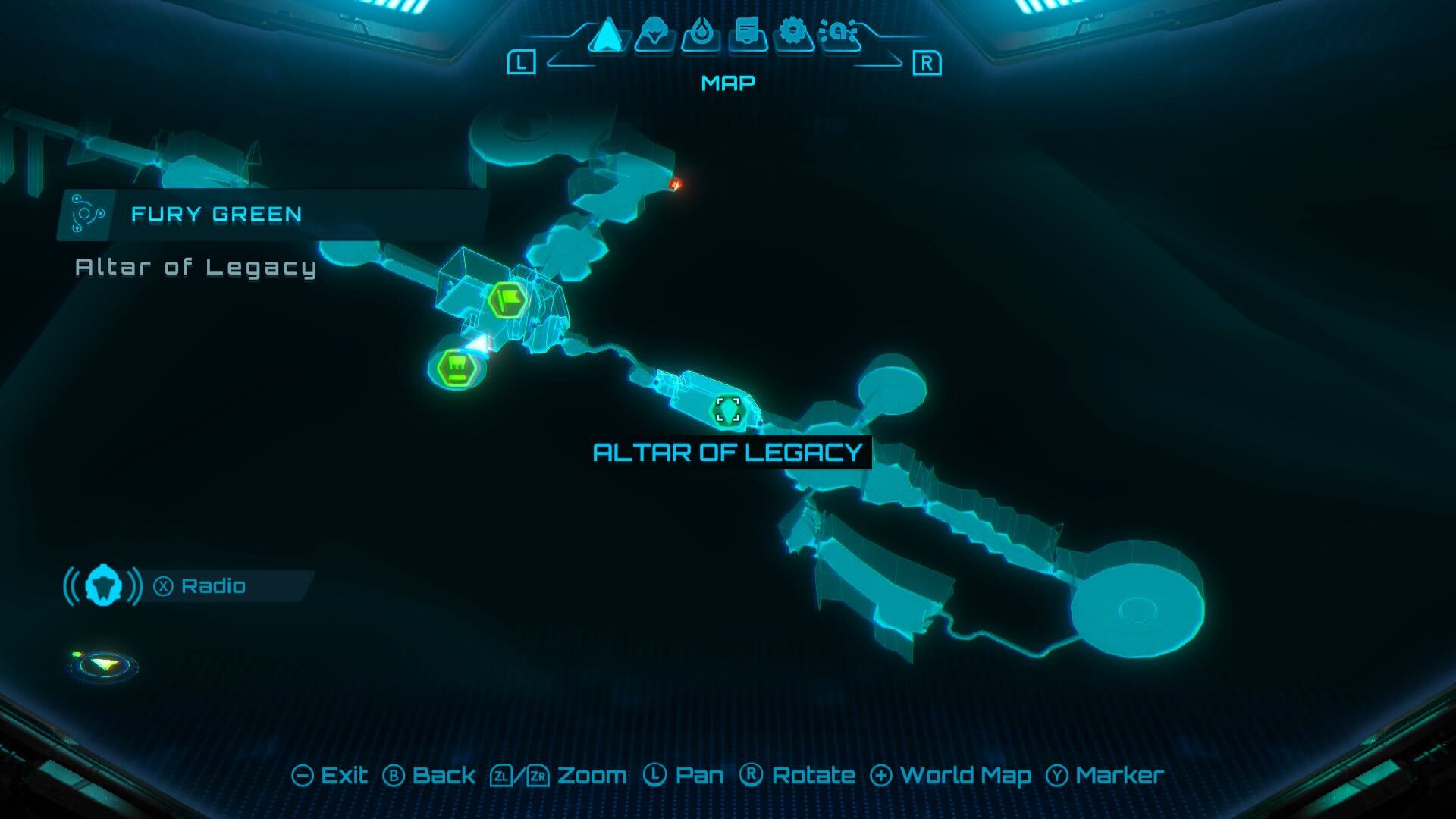 Map location of the Altar of Legacy in Metroid Prime 4 Beyond