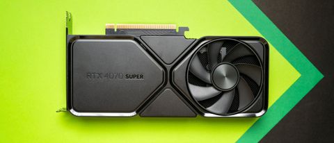 Design of NVIDIA RTX 4070 Super Founders Edition against colorful background
