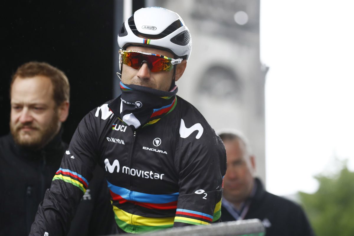 Alejandro Valverde wrapped up at the start