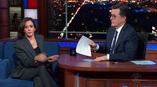 Kamala Harris and Stephen Colbert