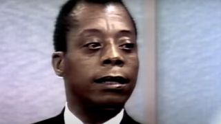 James Baldwin having a serious conversation in I Am Not Your Negro