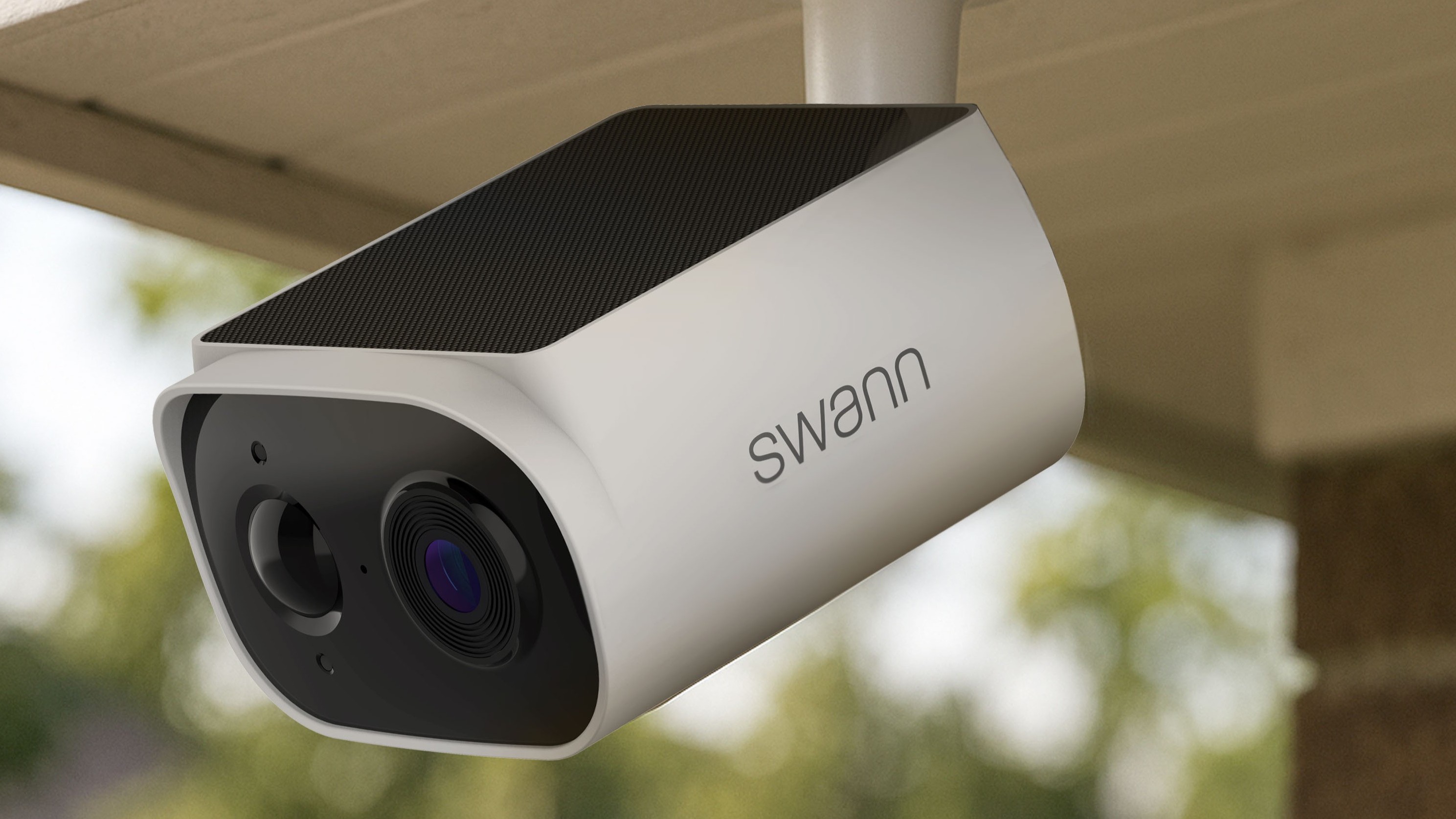 Swann EVO Wireless Solar security camera mounted on wall