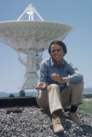Carl Sagan at the Very Large Array in New Mexico.