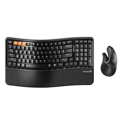 ProtoArc EKM02 Wave Keys Ergonomic Wireless Keyboard and Mouse