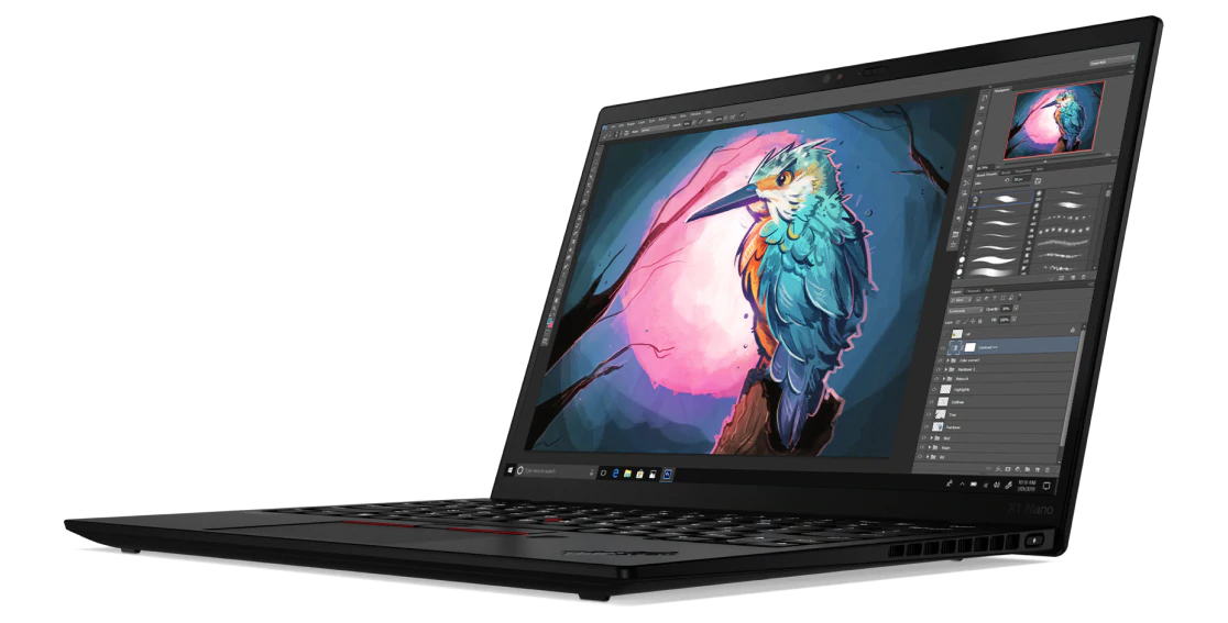 Lenovo ThinkPad X1 Nano at an angle against a white background