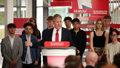 Keir Starmer delivering his speech