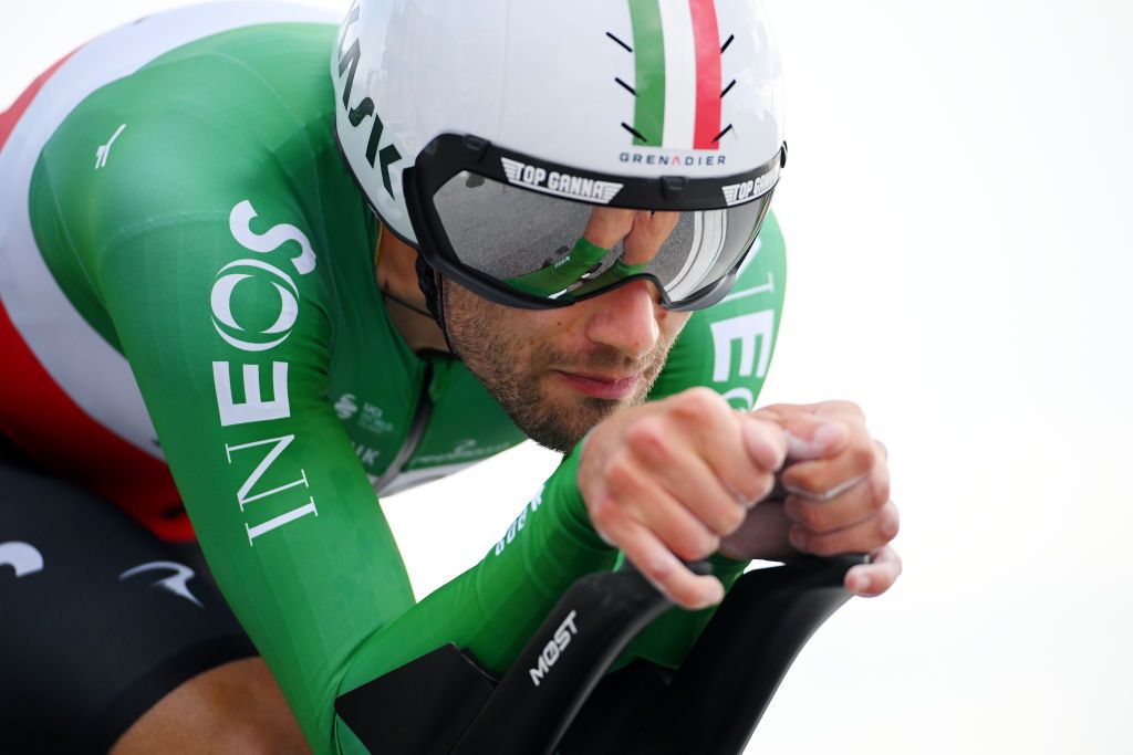 LIDO DI CAMAIORE ITALY MARCH 04 Filippo Gana of Italy and Team INEOS Grenadiers sprints during the 59th TirrenoAdriatico 2024 Stage 1 a 10km individual trial time from Lido di Camaiore to Lido di Camaiore UCIWT on March 04 2024 in Lido di Camaiore Italy Photo by Tim de WaeleGetty Images