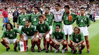 13 Jun 1998: The Mexico team line up before the World Cup group E game against South Korea at the Stade Gerland in Lyon, France. Mexioc won 3-1. \ Mandatory Credit: Stu Forster /Allsport