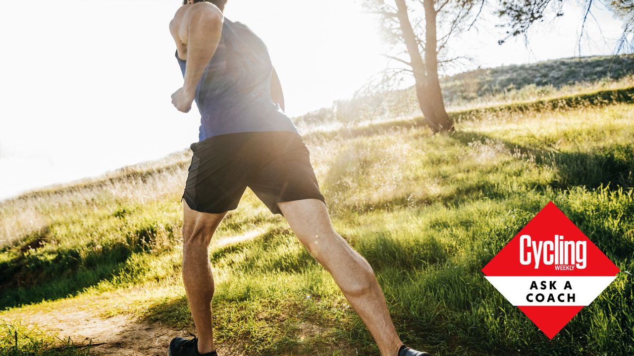 Image shows a cyclist running.