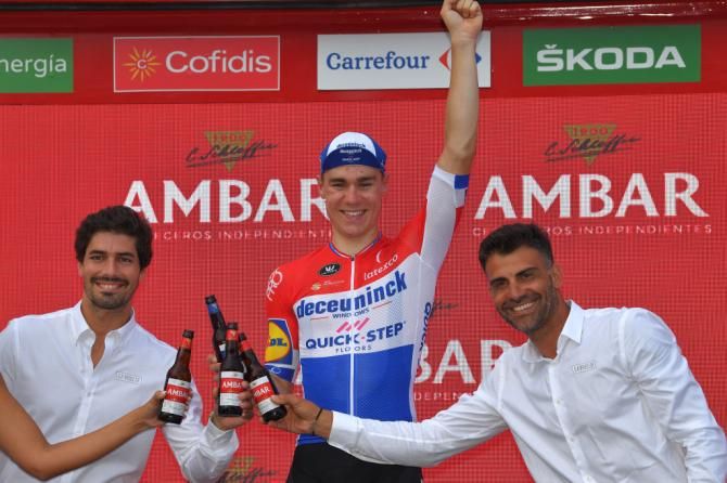 Fabio Jakobsen celebrates victory
