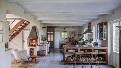 U shaped kitchen ideas - a characterful rustic kitchen with vintage kitchen cabinetry