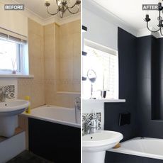 before and after makeover of bathroom