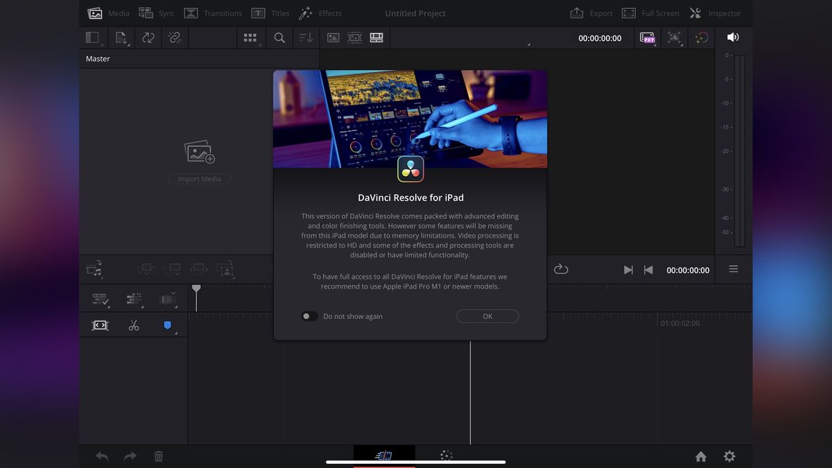 DaVinci Resolve for iPad undergoing tests during our video editing app review process