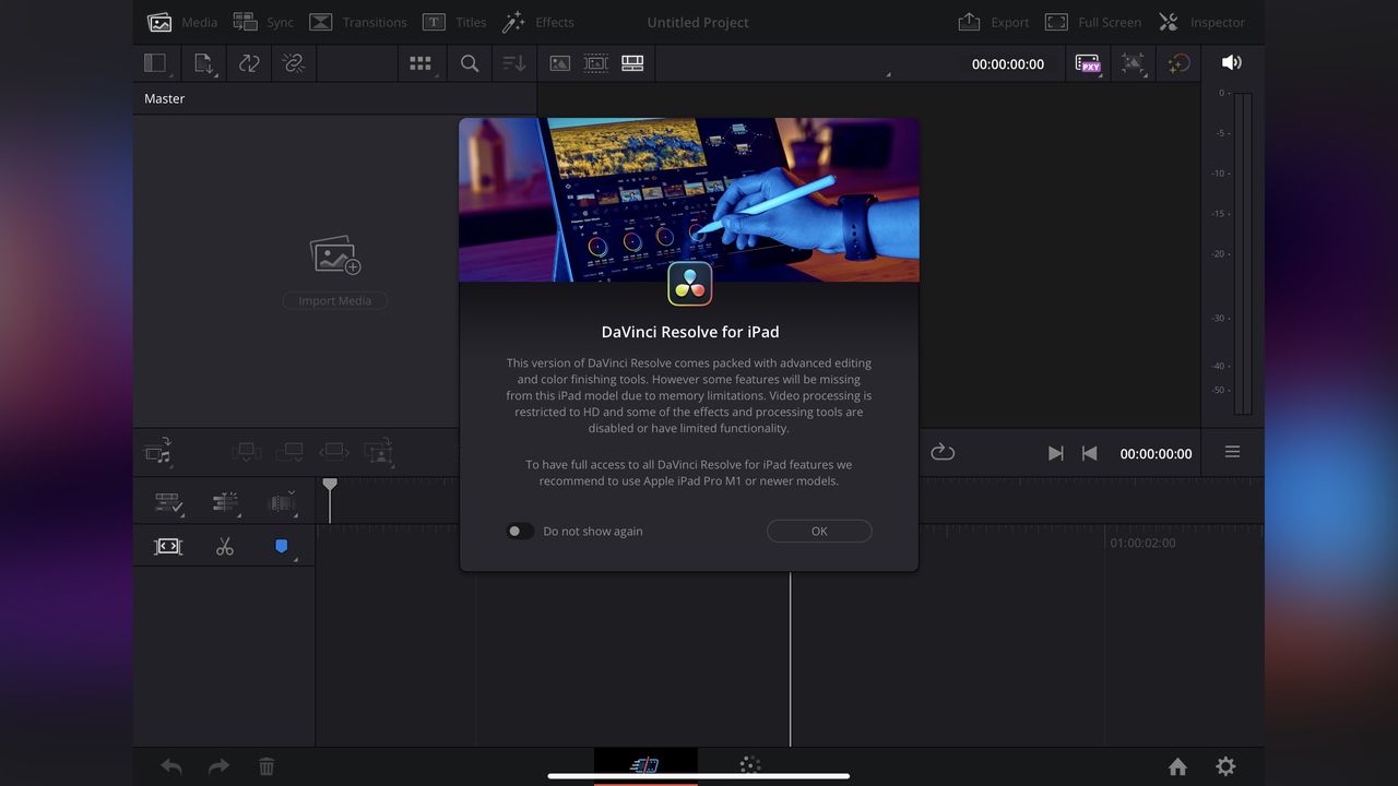 DaVinci Resolve for iPad undergoing tests during our video editing app review process