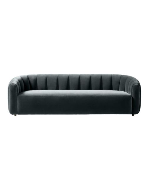 Fitz Channeled Denim Blue Velvet Sofa
