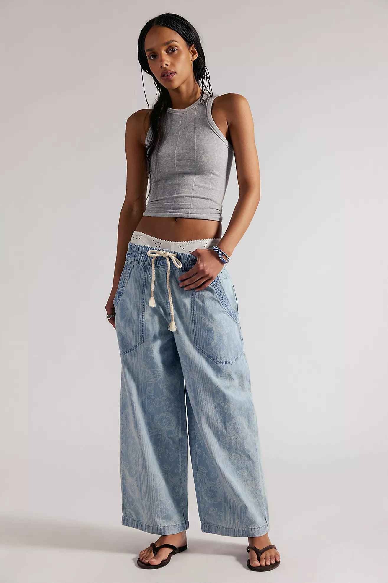 We the Free Easy Peasy Printed Pull-On Jeans