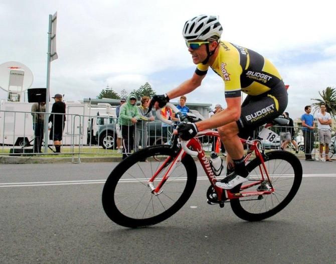 Marc Williams (Budget Forklifts) feels the strain of the conditions in Wollongong