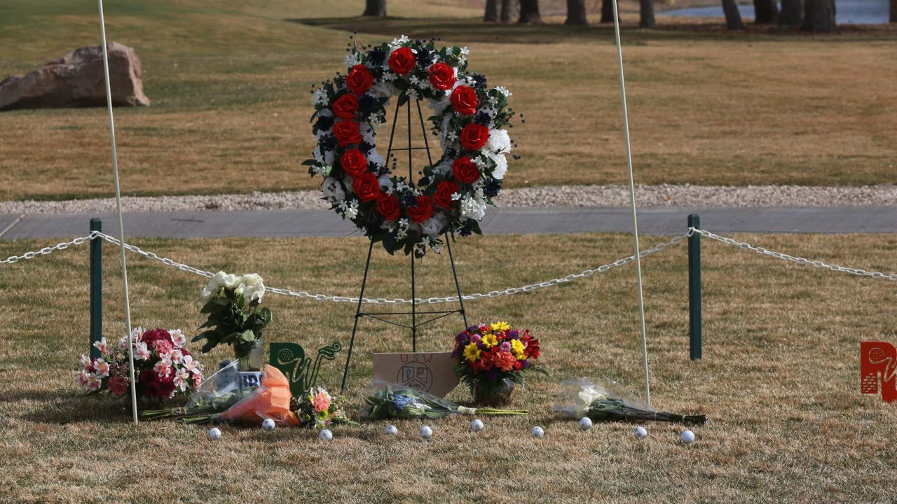 A makeshift memorial for the victims of a car crash in West Texas.