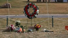 A makeshift memorial for the victims of a car crash in West Texas.