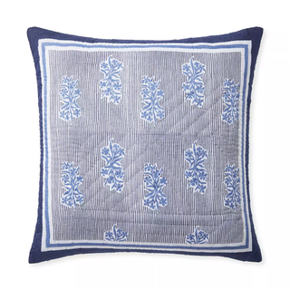 blue and white striped pillow cover