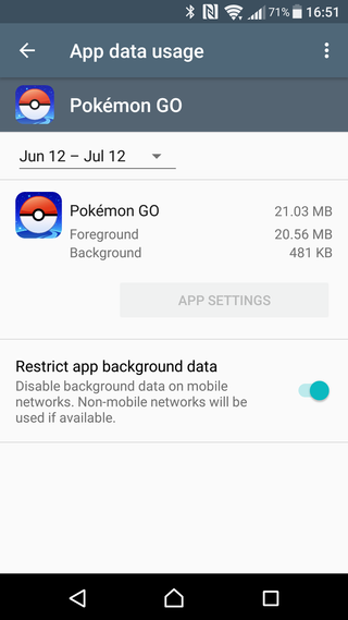 Pokemon Go data usage